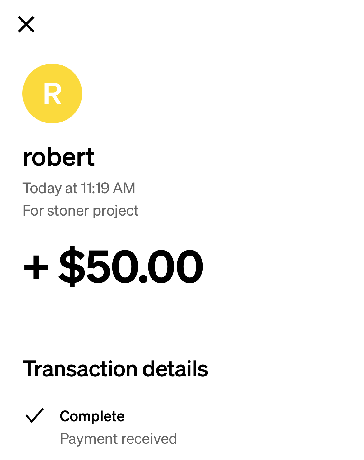 Donation from Robert - $50