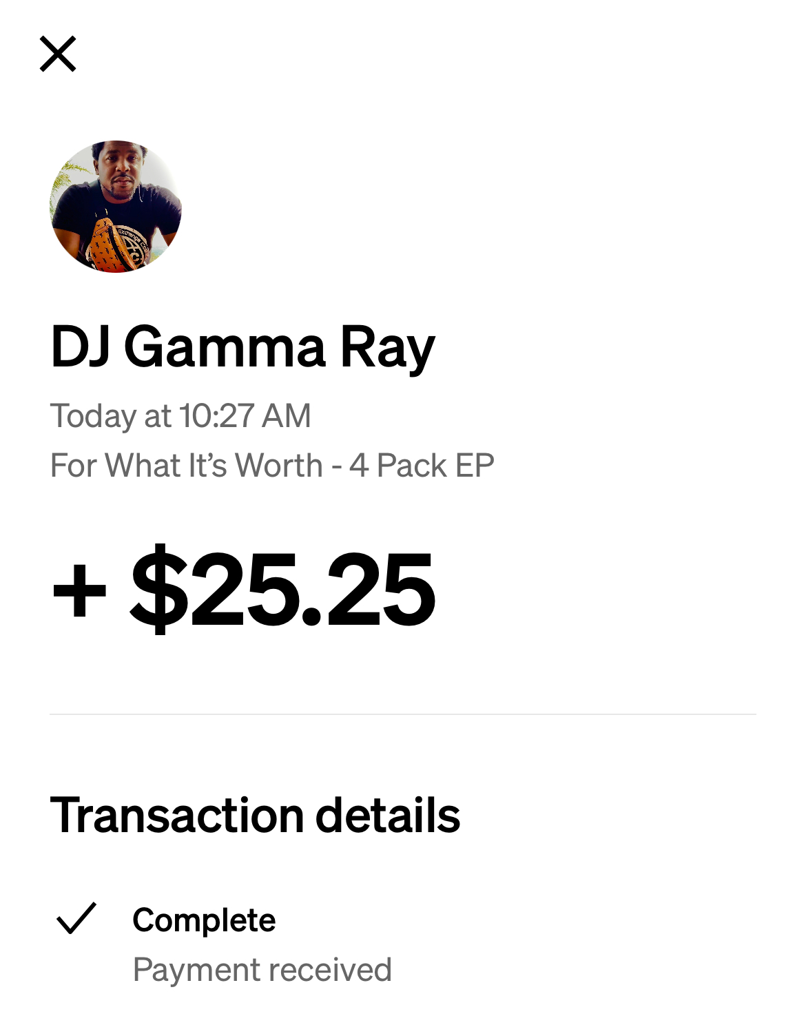 Donation from DJ Gamma Ray - $25.25